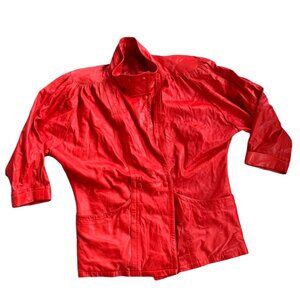 Vintage Vera Pelle Cherry Red Faux Soft Leather Jacket 10